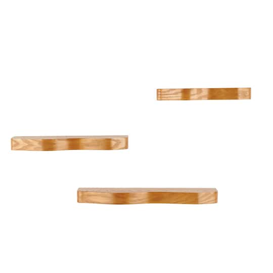 Brown Handmade Wooden Wall Floating Shelf Set